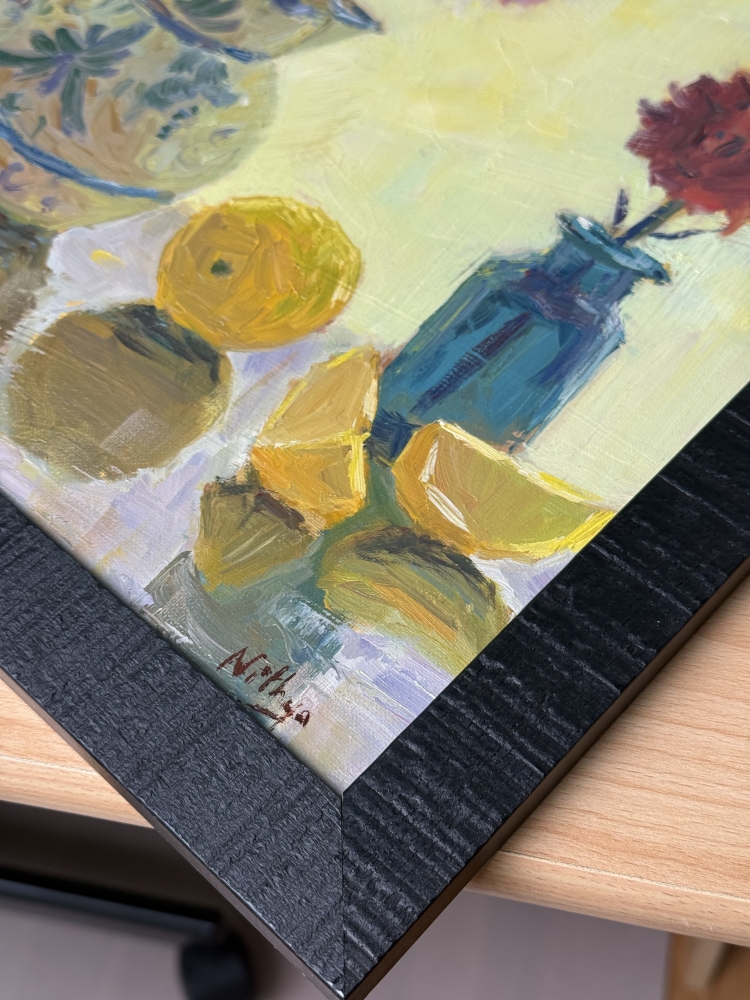 Backlit lemons and flowers 