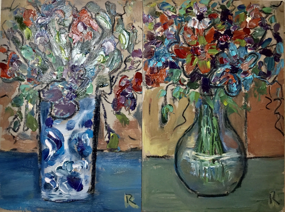 Garden Echoes – Diptych Original oil paintings