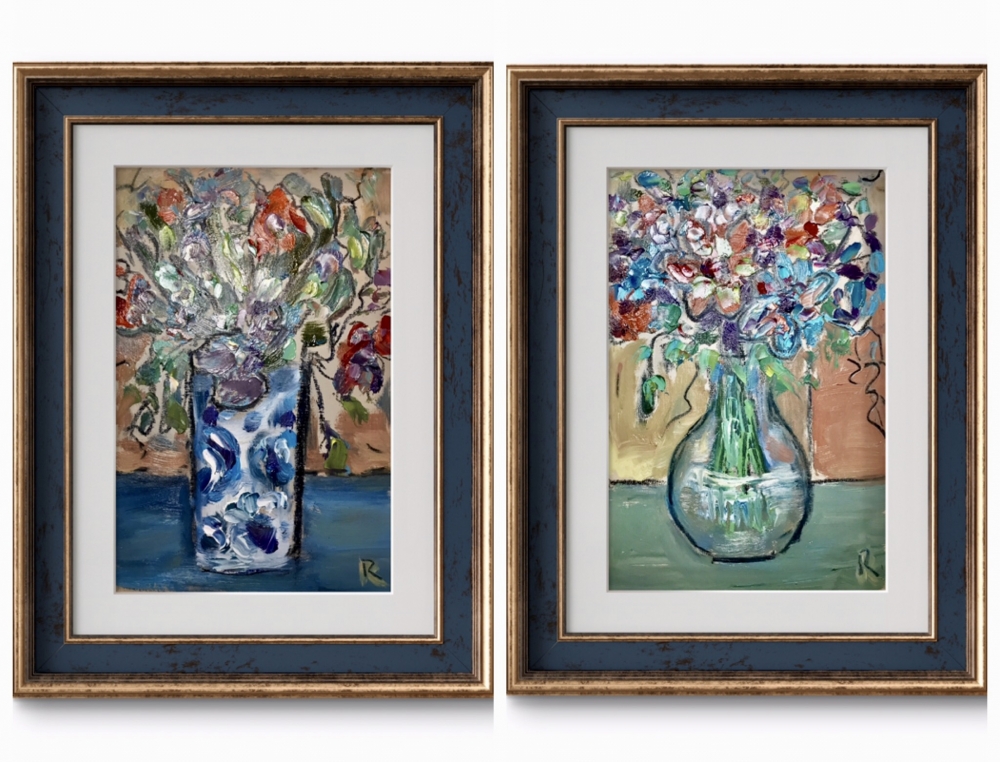Garden Echoes – Diptych Original oil paintings