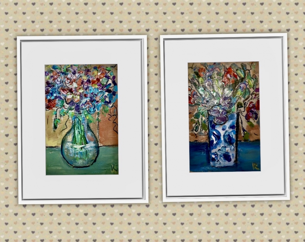 Garden Echoes – Diptych Original oil paintings
