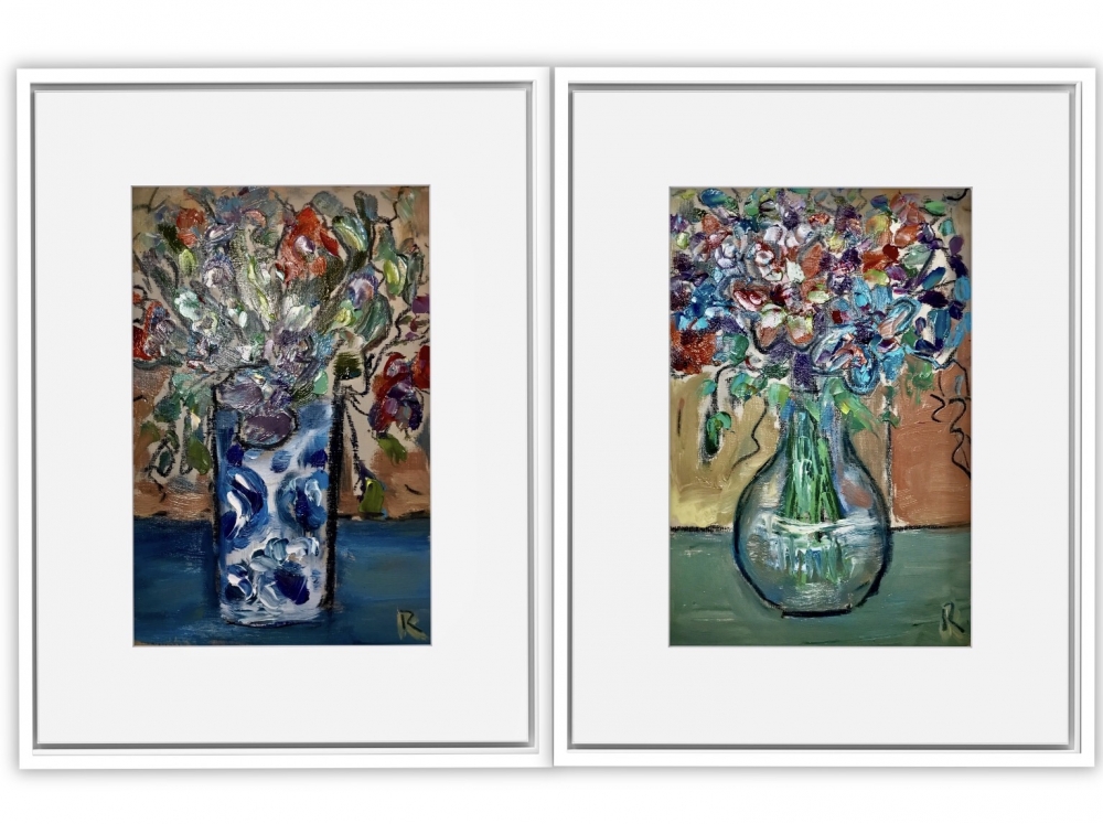 Garden Echoes – Diptych Original oil paintings