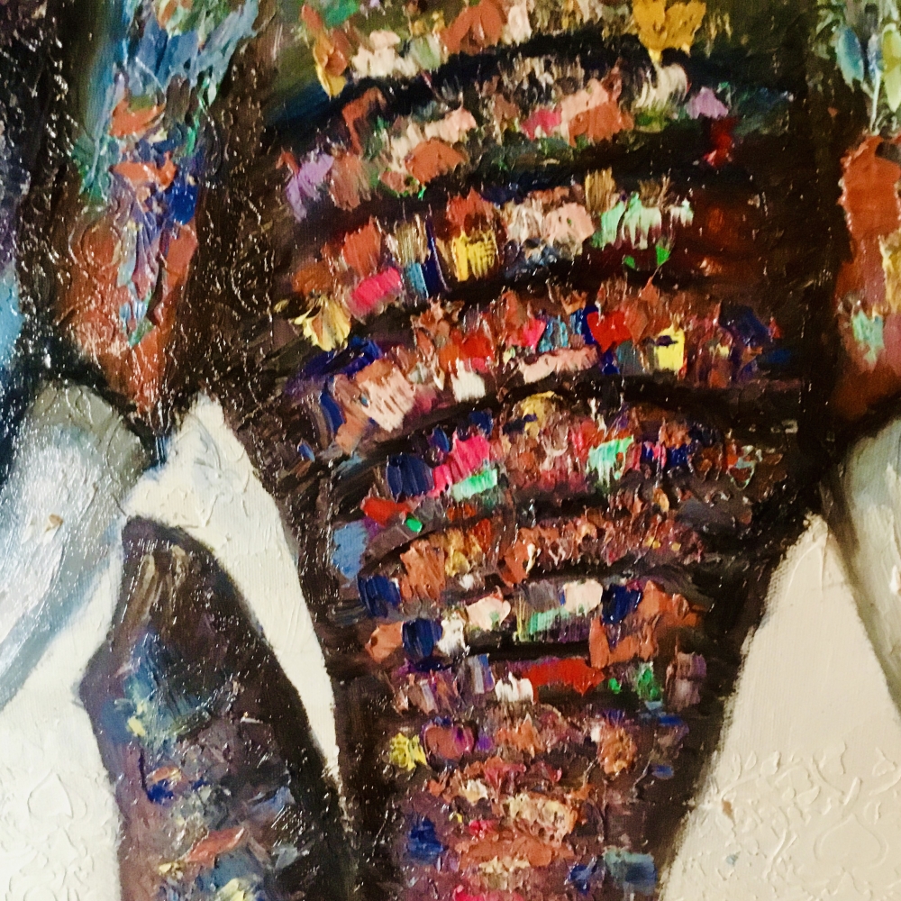 Bright Guardian – Textured Oil Elephant Painting