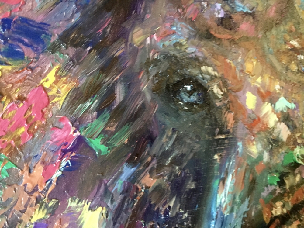Bright Guardian – Textured Oil Elephant Painting