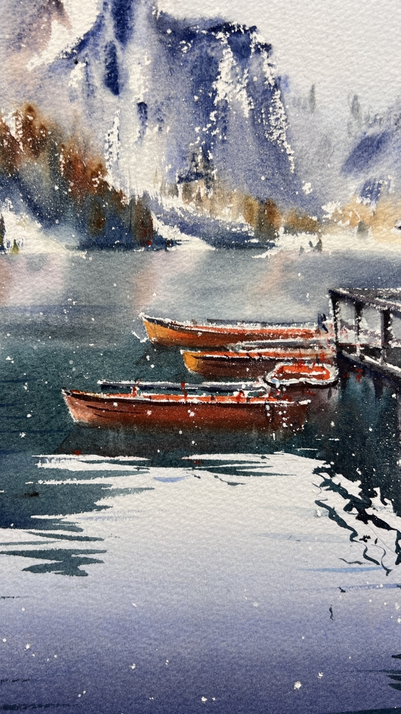 Boats on Lake Braies, Italy