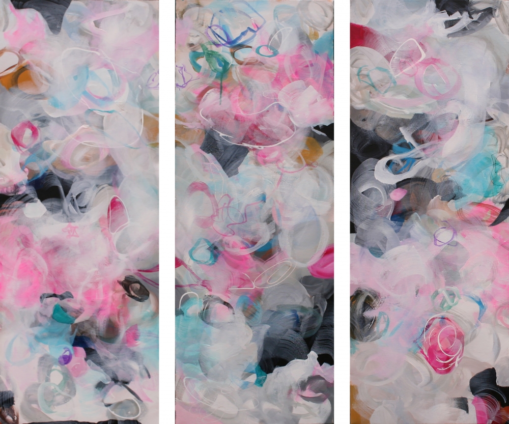 XXL PINK TWILIGHT TRIPTYCH  90 X 80CM