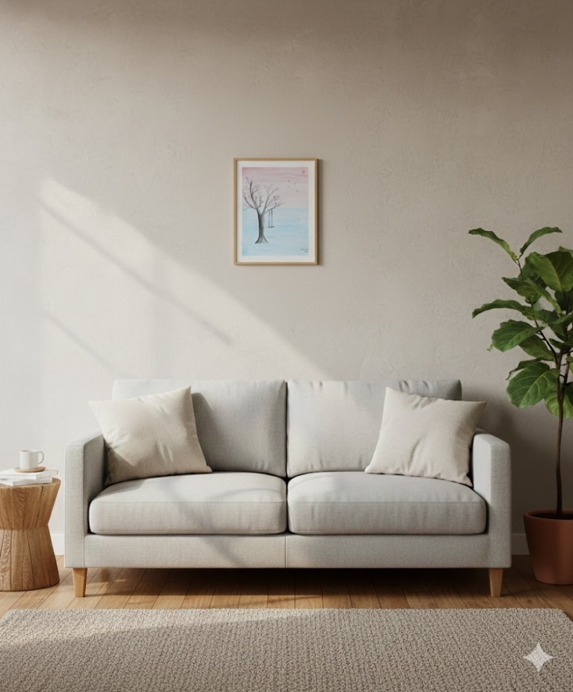 Winter Landscape: Bare Tree Landscape with Soft Sunset - Original Watercolour Painting