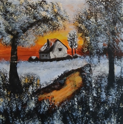 Snowy sunset