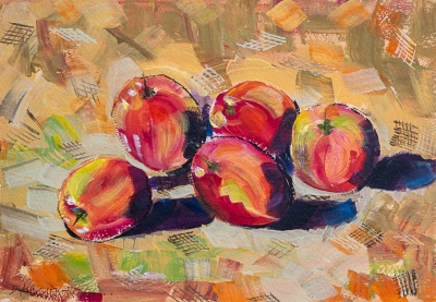 Still Life With Five Red Apples