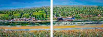 The Severn Bore at Arlingham Passage. Diptych