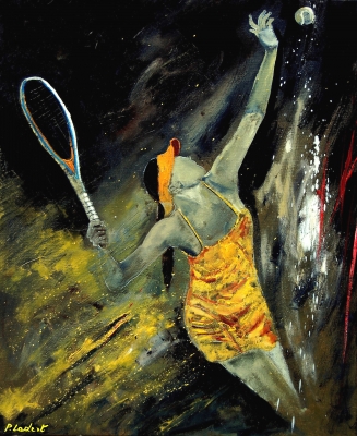Playing tennis 