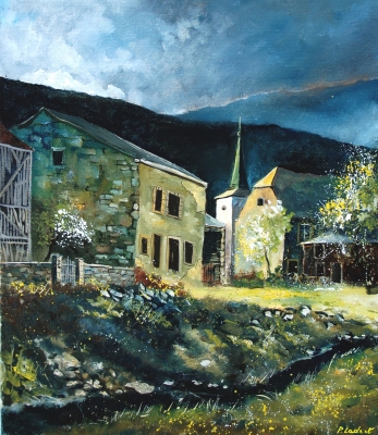 Spring light  on my  village