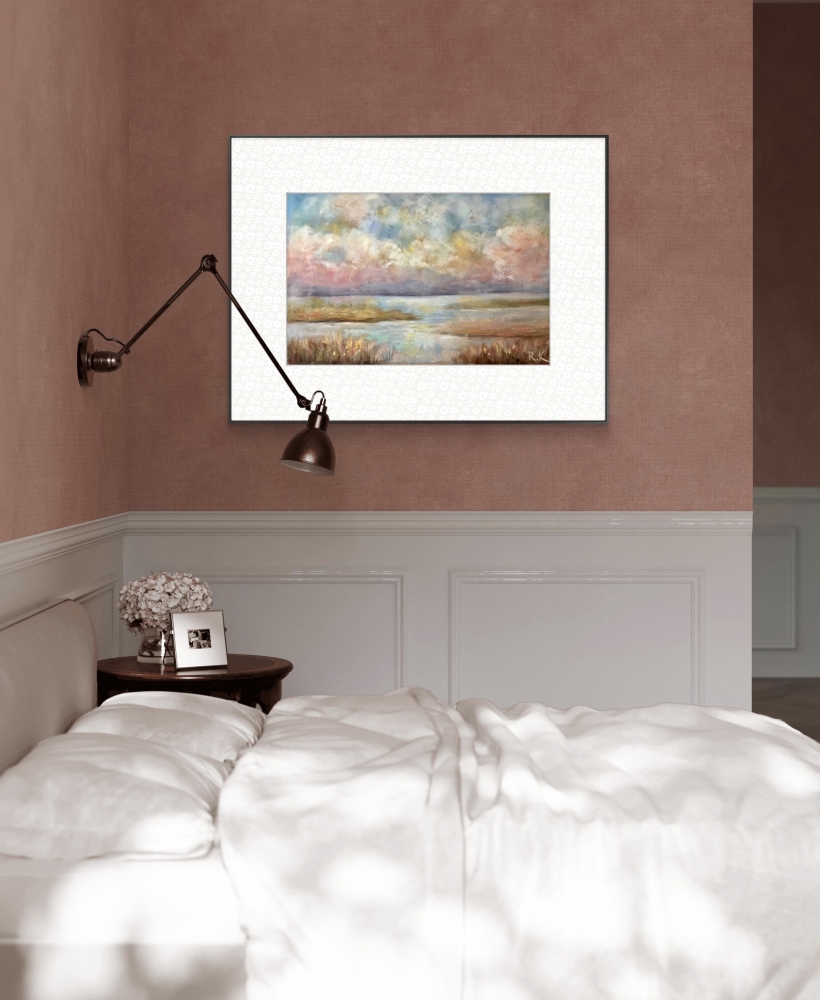 Atmospheric No. I – Original Pastel Landscape Painting, Soft Abstract Waterscape Art