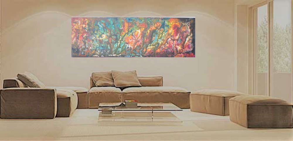 Inside of Galaxy, Milk way, acrylic on canvas, 56x173 cm, 22x68x1.5 inches, SKU 1042  