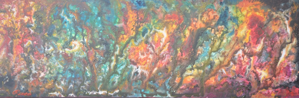 Inside of Galaxy, Milk way, acrylic on canvas, 56x173 cm, 22x68x1.5 inches, SKU 1042  