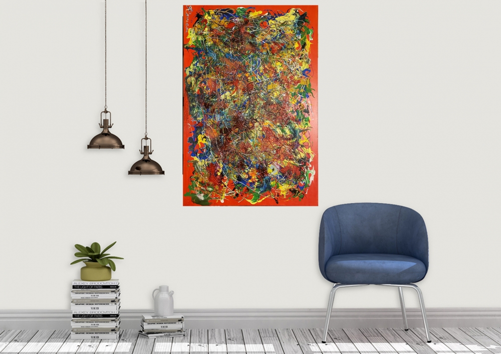 Visual Arts Red, acrylic on canvas, 24x36 inch, 61x91.5 cm, SKU 1157 