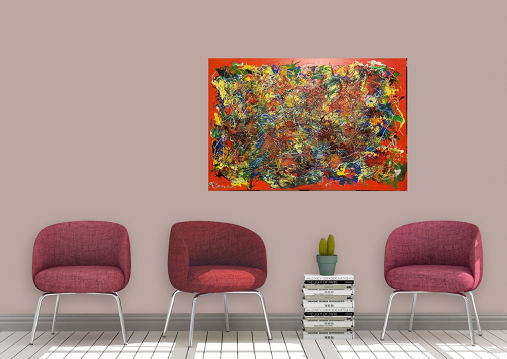 Visual Arts Red, acrylic on canvas, 24x36 inch, 61x91.5 cm, SKU 1157 