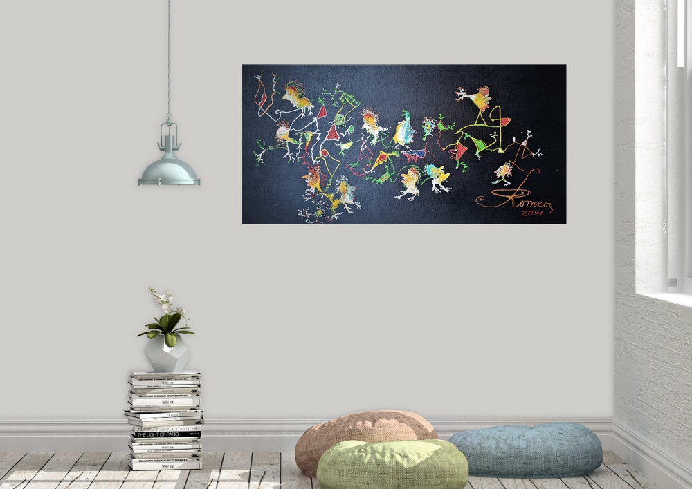 Genesis, Acrylic on canvas, 24x48 inch, SKU 1183