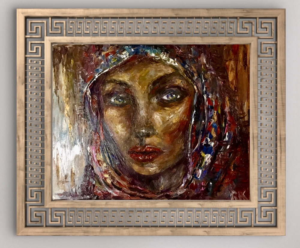 The Woman in the Shawl | Original Folk Oil Portrait 