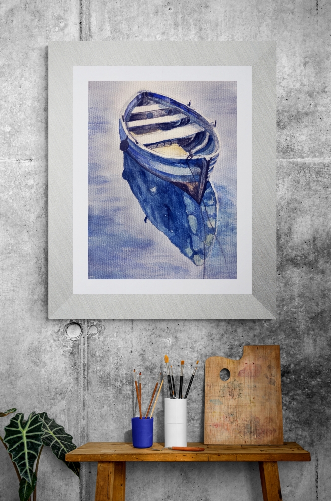 Lonely Rowing Boat feeling Blue