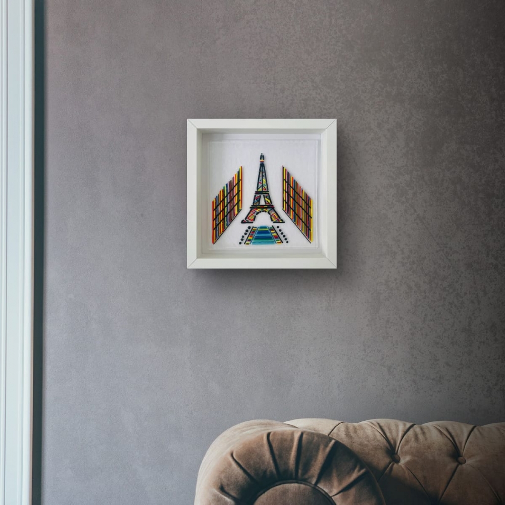 Eiffel Tower France Glass Art Framed
