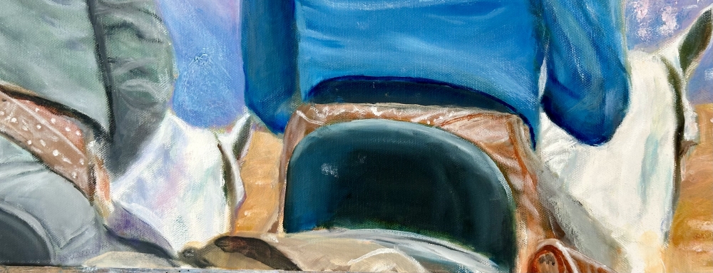 2 Andalusian Caballeros Mounted On Horseback