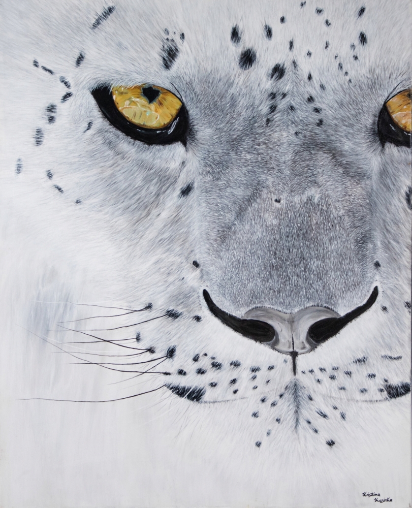 \"Ghost of the Mountains\" original snow leopard painting