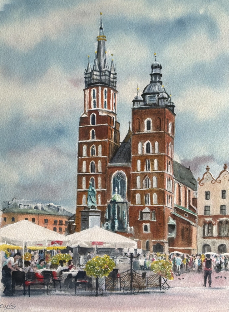 Street cafes in Krakow in Poland
