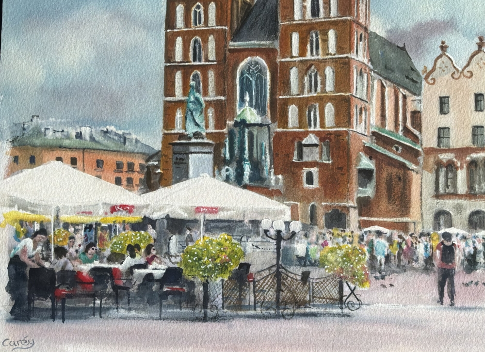 Street cafes in Krakow in Poland