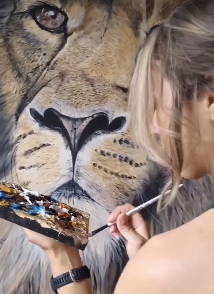 \"Power of Silence\" original lion painting