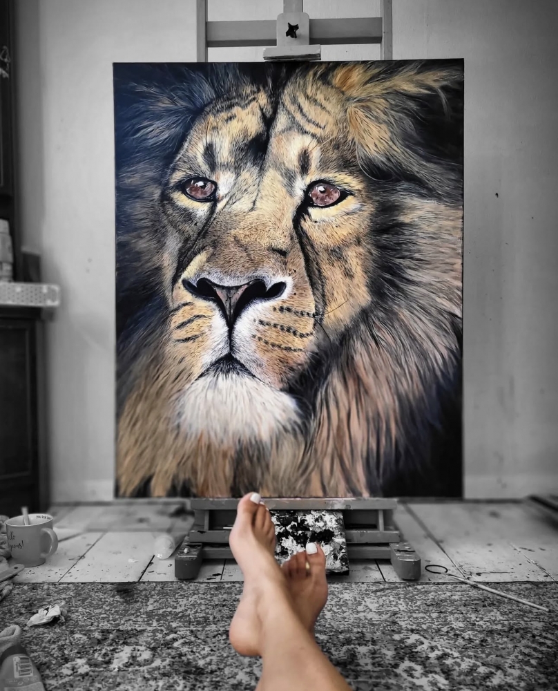 \"Power of Silence\" original lion painting