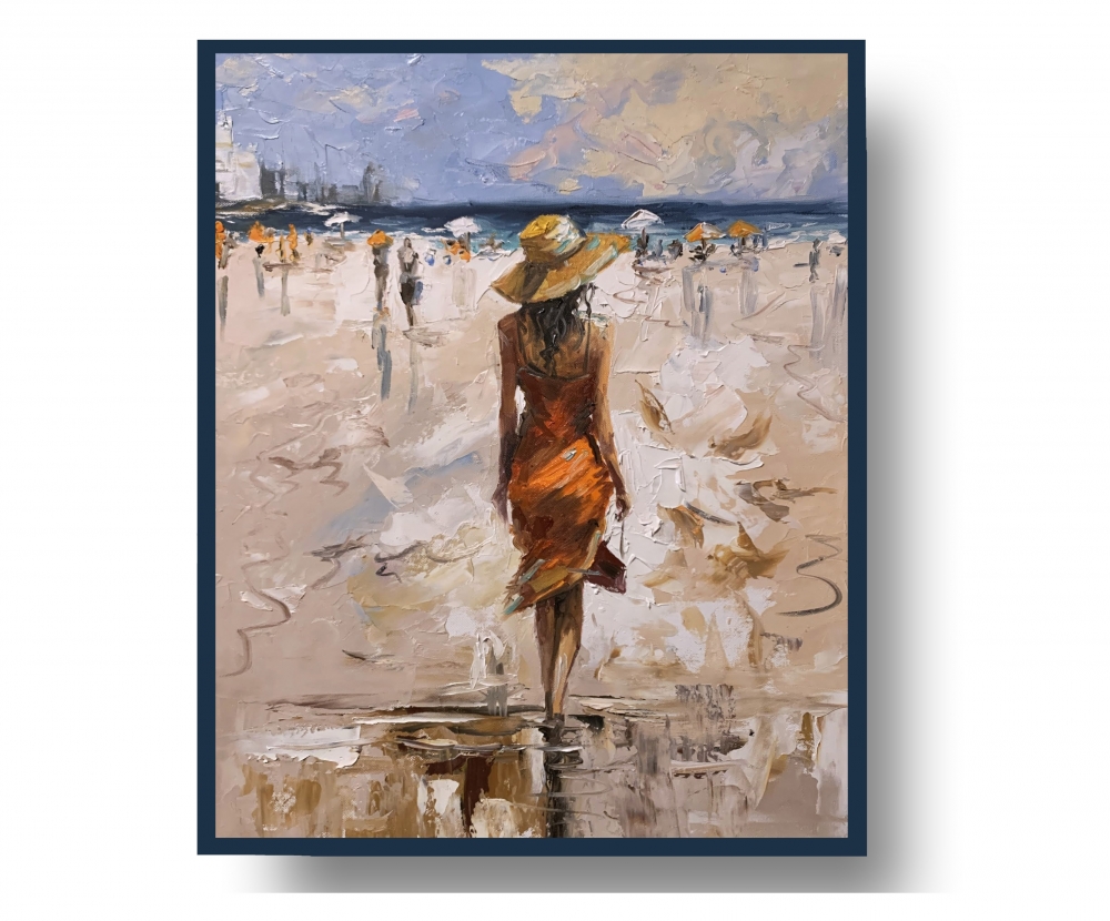Coastal Summer vibes, woman on the beach.