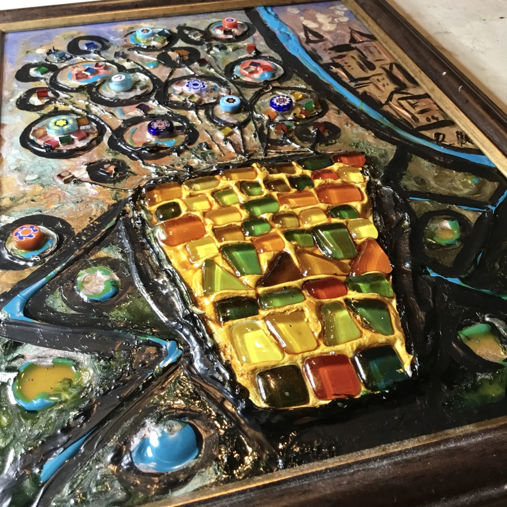 City Of Flowers – Modern Abstract Floral Painting On Glass