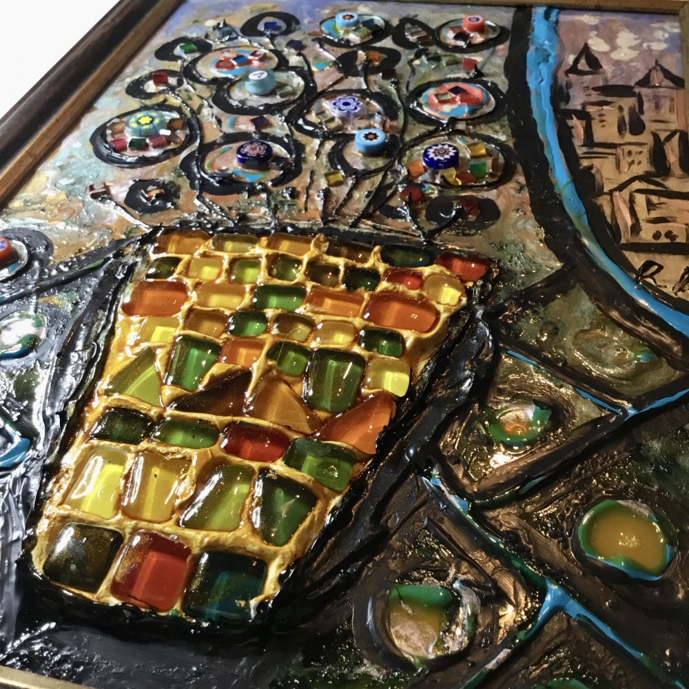 City Of Flowers – Modern Abstract Floral Painting On Glass