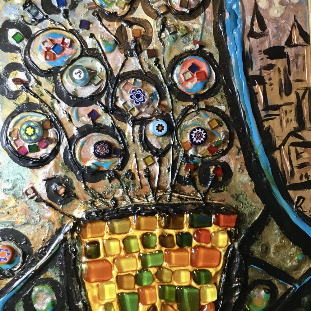 City Of Flowers – Modern Abstract Floral Painting On Glass