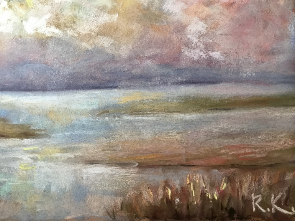 Atmospheric No. I – Original Pastel Landscape Painting, Soft Abstract Waterscape Art