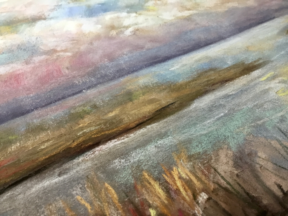 Atmospheric No. I – Original Pastel Landscape Painting, Soft Abstract Waterscape Art