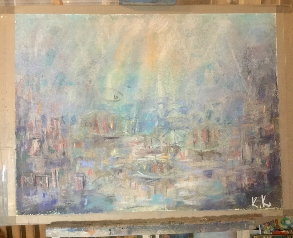 Atmosphere No. 2 – The Hidden City Original Abstract Cityscape Painting | 45 × 60 cm