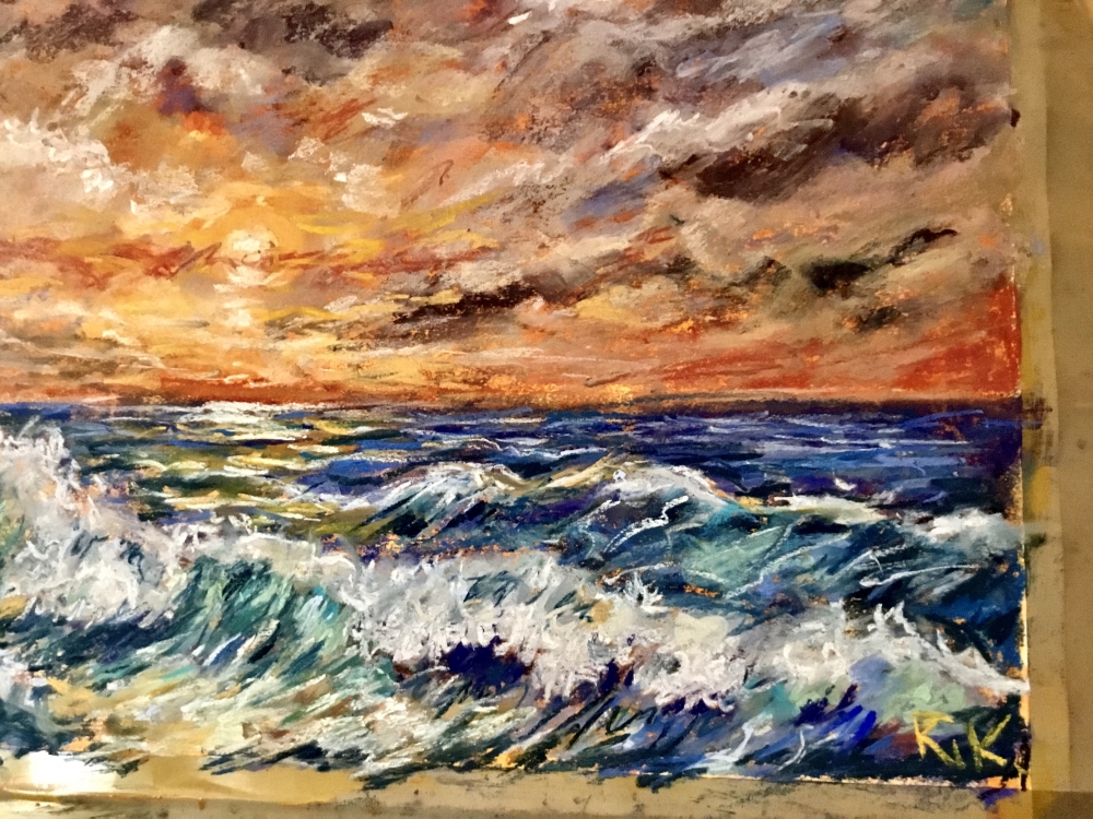 SUNBREAK – Original Seascape Painting, Soft Pastel Ocean Artwork, Sunset Sea Wall Art