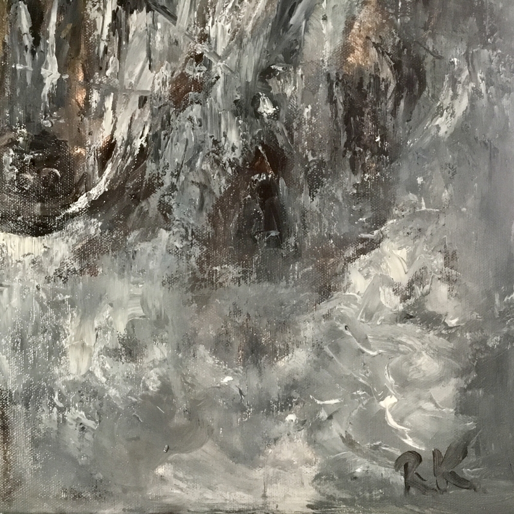 Lunar Trace Original Wolf Oil Painting 