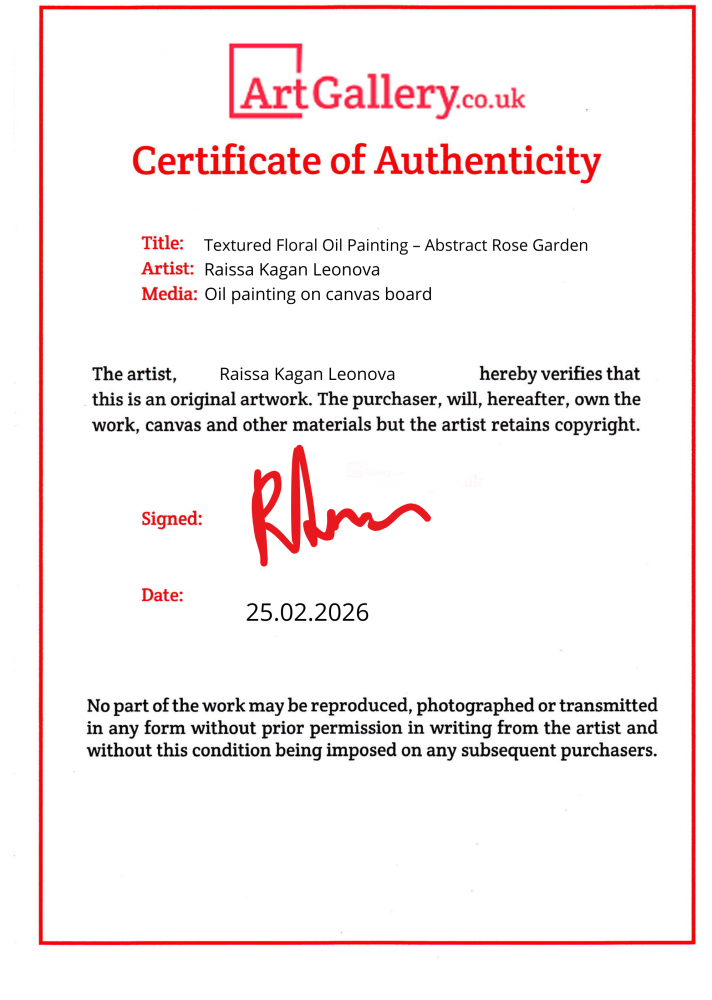 Textured Floral Oil Painting – Abstract Rose Garden, Pink Flowers Impasto Art, Original Palette Knife Painting on Canvas Board