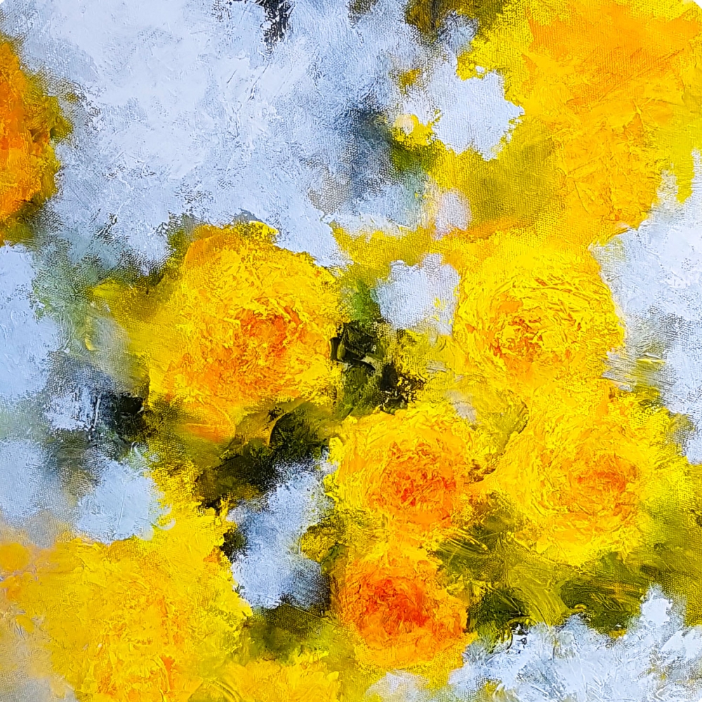 Floral Tondo With Yellow Roses