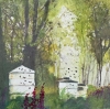 Bees returning to hive, foxgloves framed