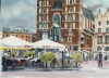 Street cafes in Krakow in Poland