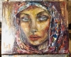 The Woman in the Shawl | Original Folk Oil Portrait 