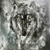 Lunar Trace Original Wolf Oil Painting 