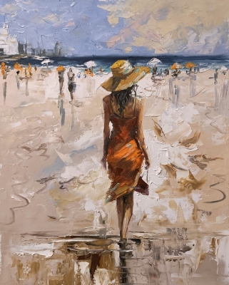 Coastal Summer vibes, woman on the beach.