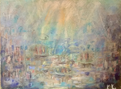 Atmosphere No. 2 – The Hidden City Original Abstract Cityscape Painting | 45 × 60 cm