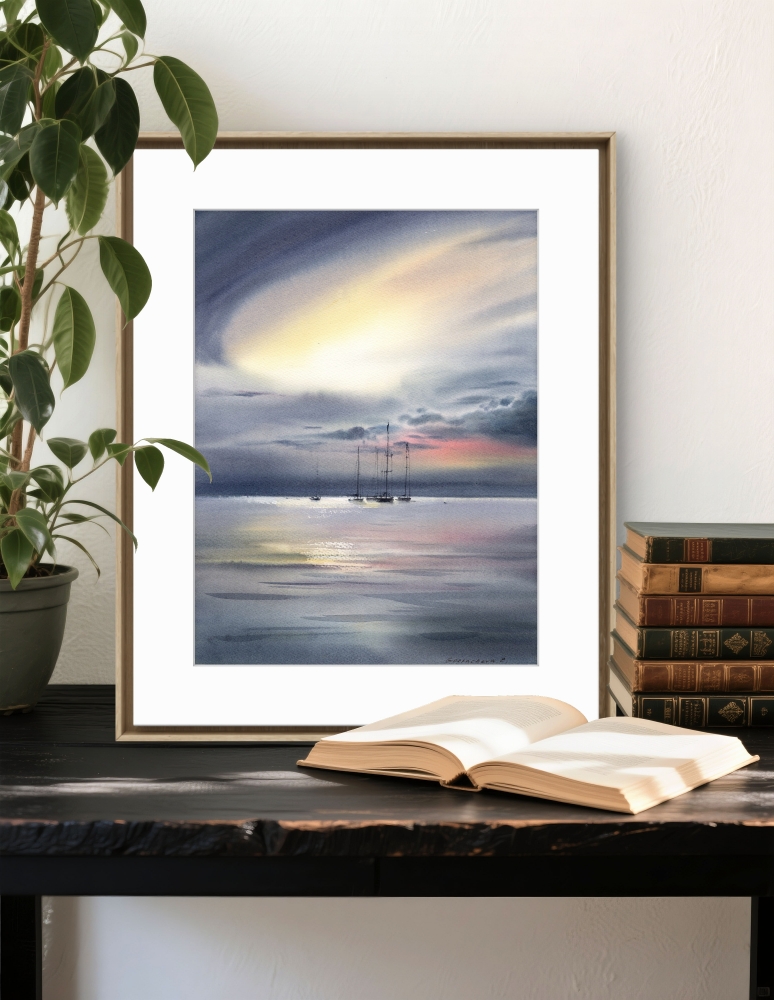 Yachts at sea at dawn #2