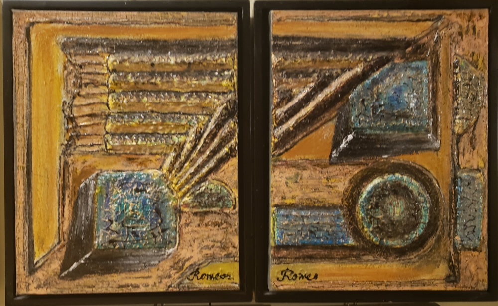 Inside of Pyramide 2, paper mache, acrylic, 14X22 Inch, 35.5x56 cm,  SKU 1068