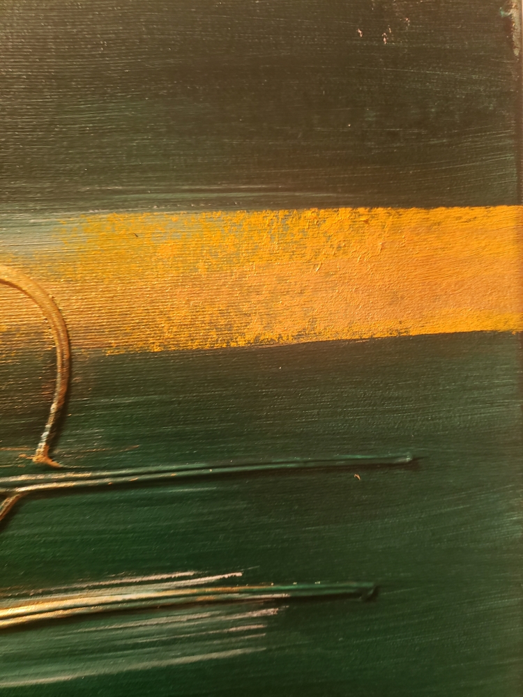 Moment of Music, Green, green, green, acrylic on canvas, 20x48 inch, SKU 1088